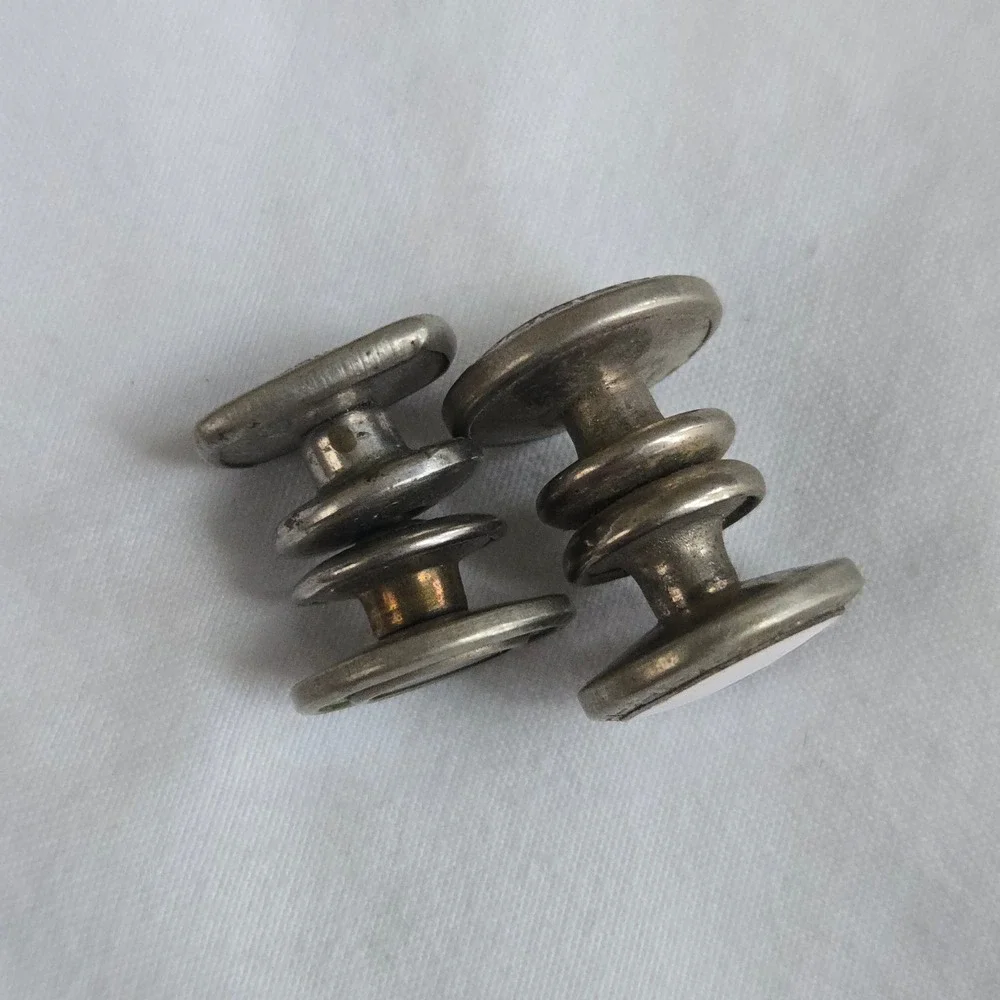 VTG Odd Fellows Cufflinks‎ Silver Green Mens OS FLT Enamel Mismatched Fraternal